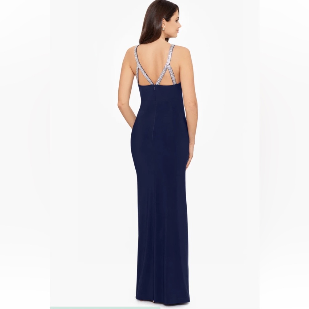 Rhinestones HIGH NECK SIDE RUCHED GOWN size 8 nwot - Picture 4 of 14
